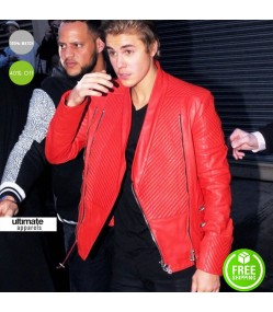 Justin Bieber Micheal Jackson Inspired Red Jacket
